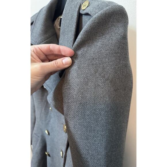 Elisabetta Franchi Double Breasted Gray Wool Trench Coat Size 40 - Picture 12 of 16